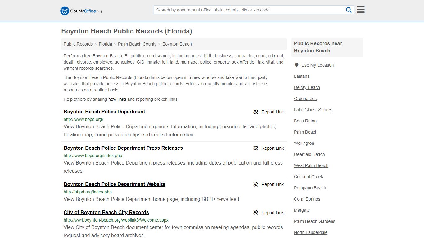 Boynton Beach Public Records (Florida) - County Office