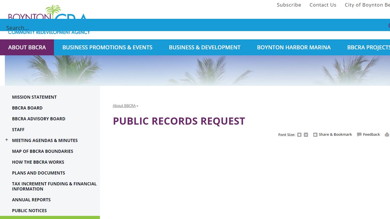 PUBLIC RECORDS REQUEST | Boynton Beach CRA - FL